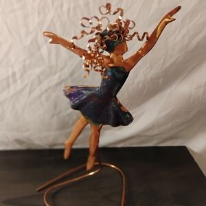 Ballerina Copper Figure on Wire Stand